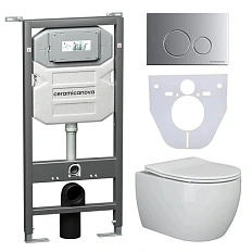 Унитаз с инсталляцией Ceramica Nova Play кнопка хром матовый