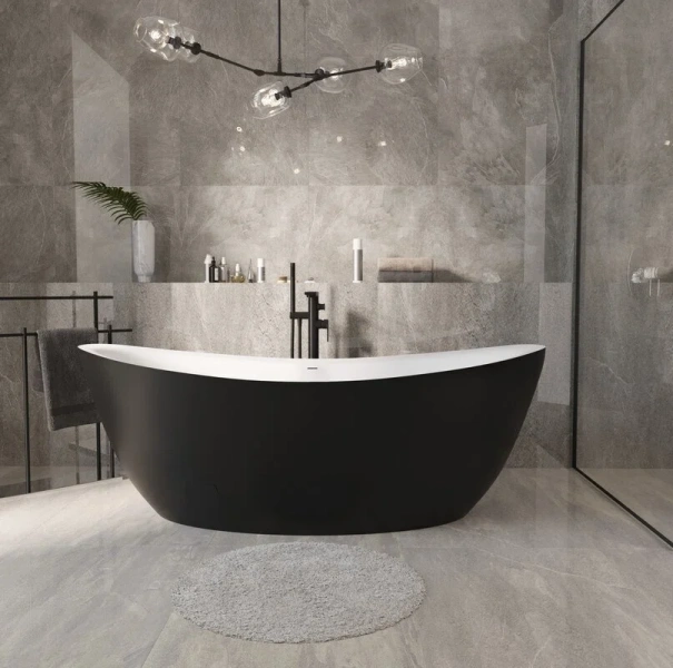 Ванна акриловая Grossman Galaxy 180x85 см черная матовая GR-1402MB (детальная фотография), современныe, hi-tech