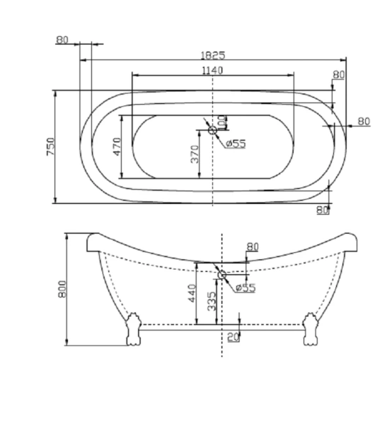 Ванна акриловая BelBagno 182х75 см отдельностоящая BB05 (детальная фотография), акриловые
