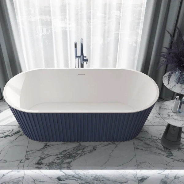 Ванна акриловая Corpa Nera Bonini CN130114, 170 х 80 см, синий матовый (детальная фотография), овальные