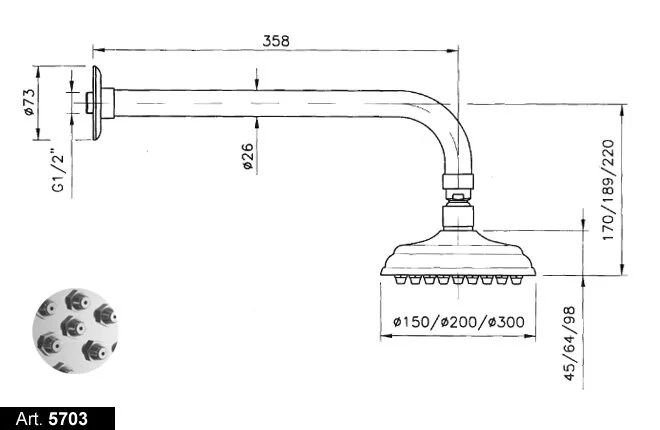 Верхний душ Nicolazzi Doccia 5703 20см (детальная фотография), верхние души
