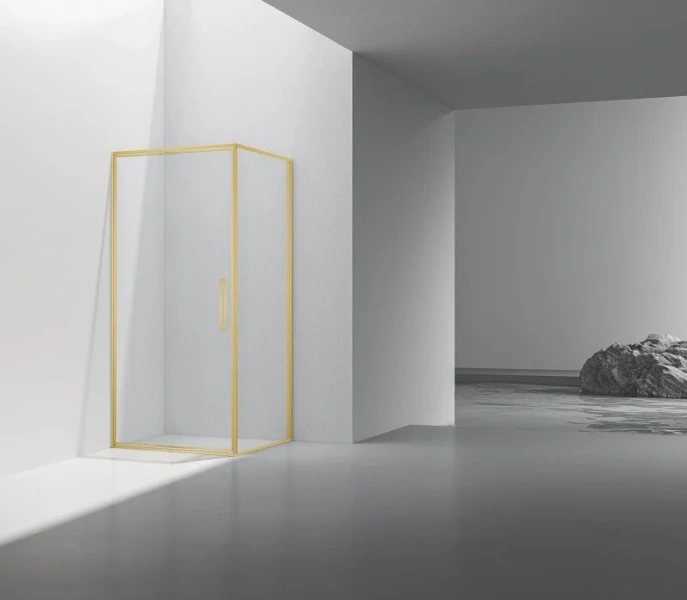 Душевой уголок Vincea Slim 90x90 см брашированное золото стекло прозрачное VSR-4SLP9090CLG (детальная фотография), современные, hi-tech