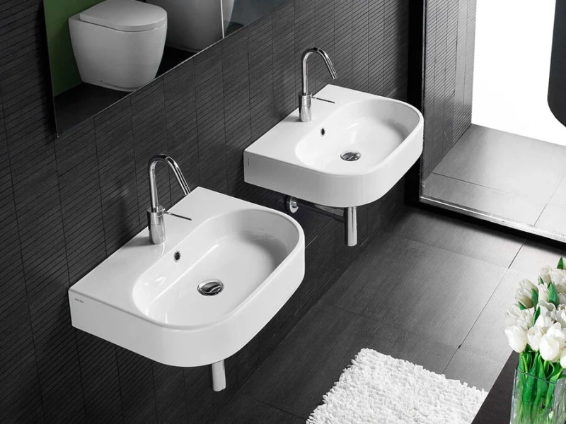 Раковина подвесная Hatria Area Y0UH01 60х45 см (детальная фотография), подвесные, на полупьедестал, пристенные