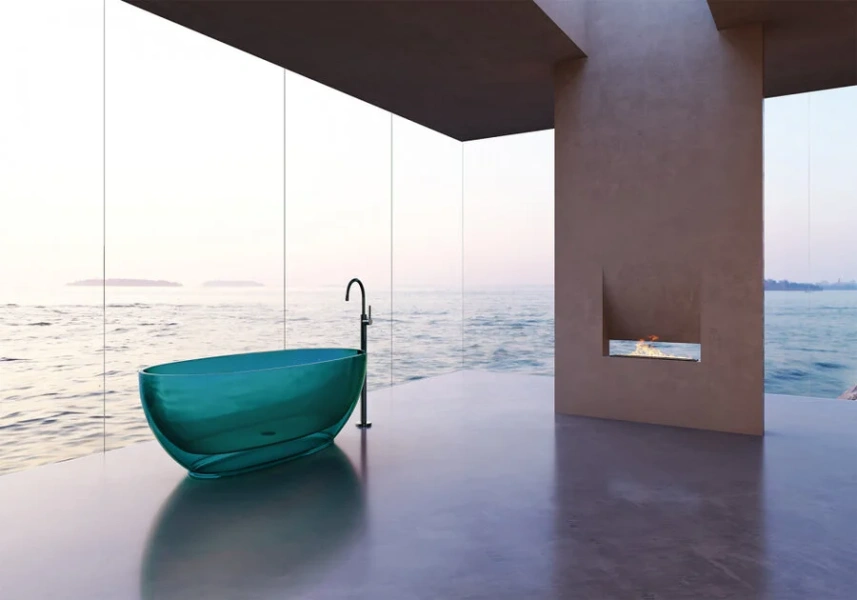 Ванна из полиэфирной смолы Abber Kristall 170x75 см бирюзовая AT9703Aquamarin (детальная фотография), отдельностоящие