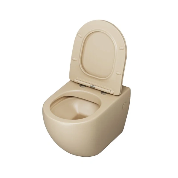 Унитаз подвесной Grossman Color бежевый матовый GR-4411BEMS (детальная фотография), современные, hi-tech, круглые