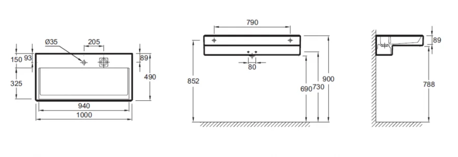Раковина Jacob Delafon Terrace 100 см с подсветкой  EXC9112-00 (детальная фотография), современные, hi-tech