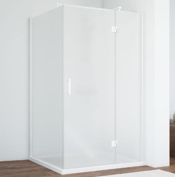 Душевой уголок профиль белый стекло сатин Vegas-glass AFP-Fis NOVO 120*100 01 10 R (детальная фотография)