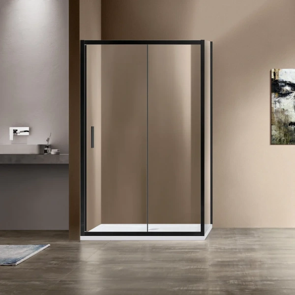 Душевой уголок Vincea Garda 130х80 см профиль черный, стекло прозрачное VSR-1G8013CLB (детальная фотография)