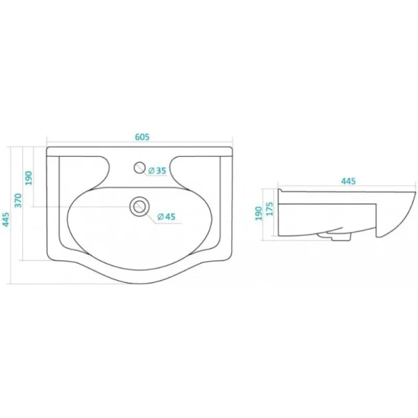 Раковина мебельная Style Line Селигер 60 см фаянс ЛС-00000157 (детальная фотография), в наличии