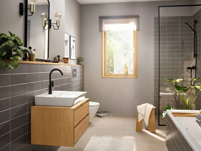 Смеситель для раковины Hansgrohe Rebris черный матовый 72576670 (детальная фотография), черные