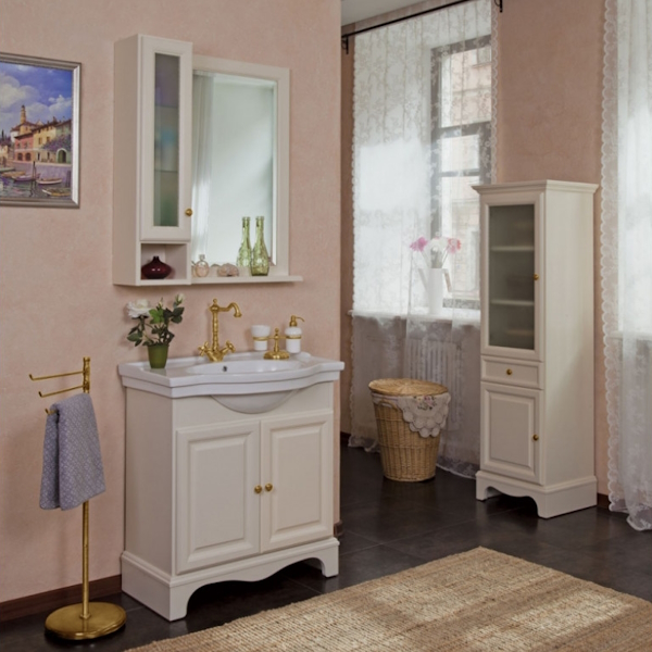 Тумба под раковину, цвет слоновая кость матовый, фурнитура золото, La Beaute Michel BMI80AVO.OR (детальная фотография), по запросу