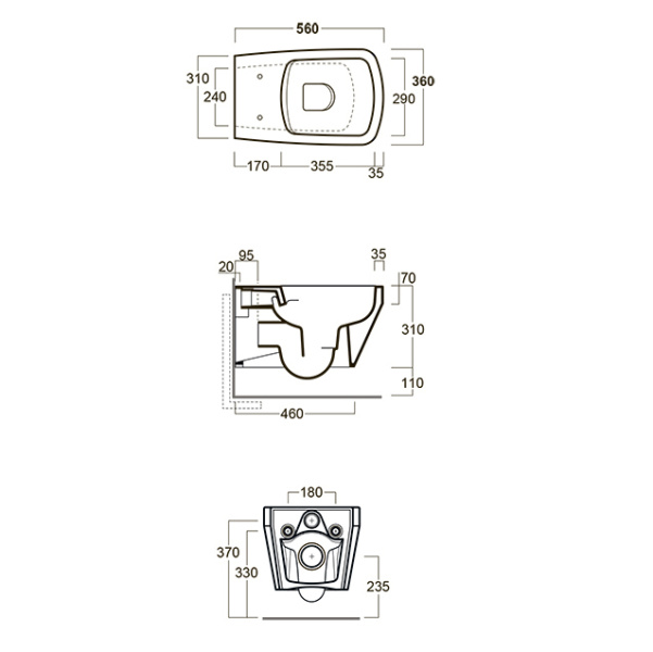 Схема (детальная фотография), без бачка, со скрытым бачком