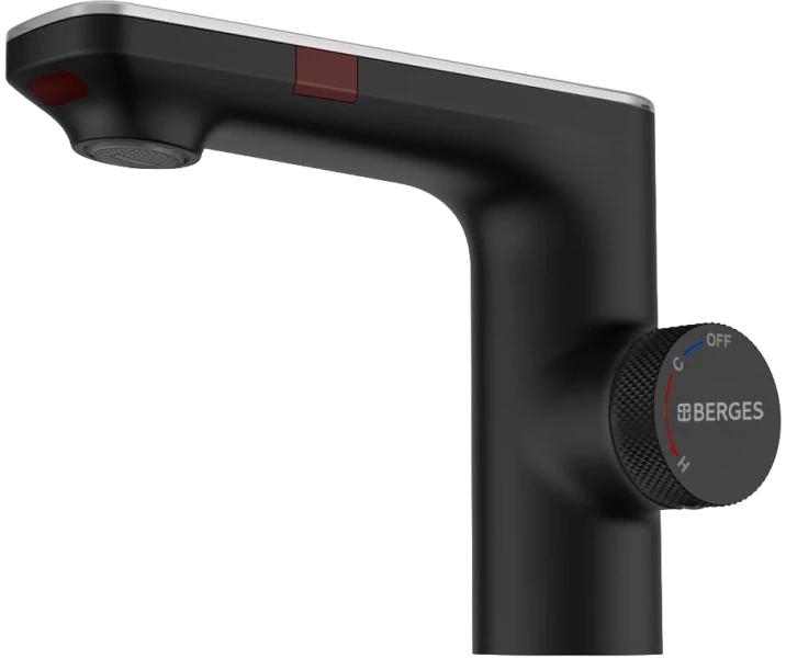 Смеситель для раковины BERGES Morans черный матовый 076002 (детальная фотография), современные, hi-tech