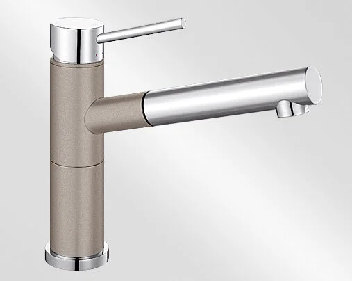 Смеситель для кухни серый беж Blanco Alta-S Compact 517634 (детальная фотография), высокие, округлая форма