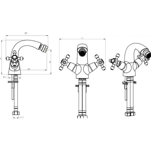 Смеситель для биде Boheme Royal Cristal золото/черный 296-Royal/CRST black (детальная фотография), для биде
