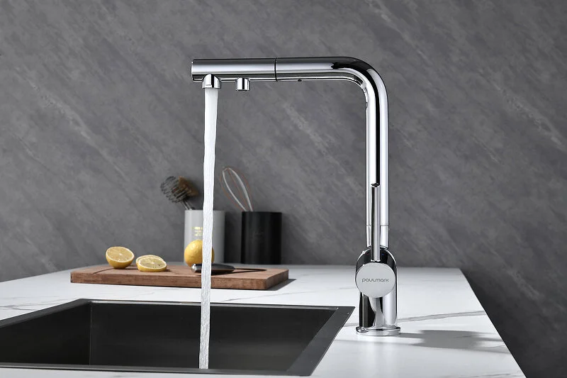 Смеситель для питьевой воды Paulmark Serpentine Se213222 с выдвижным изливом (детальная фотография), в наличии, нет в наличии