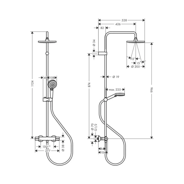 Душевая стойка Hansgrohe Vernis Blend черный матовый 26276670 (детальная фотография), современные, hi-tech