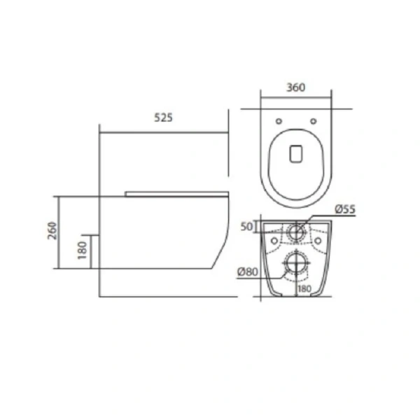 Унитаз подвесной Акватек Европа безободковый AQ1106L-00 (детальная фотография), современные, hi-tech