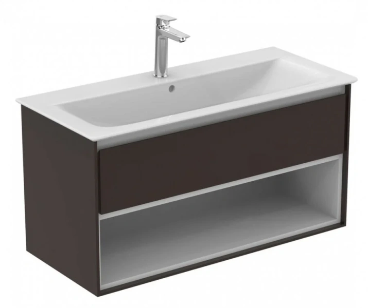 Тумба под раковину подвесная Ideal Standard Connect Air 100 см темно-коричневый матовый, белый матовый E0828VY (детальная фотография)
