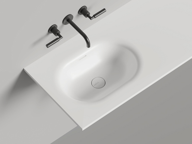 Раковина Salini Onda Flow Oval 200 см белый матовый 1402204MN (детальная фотография), белые