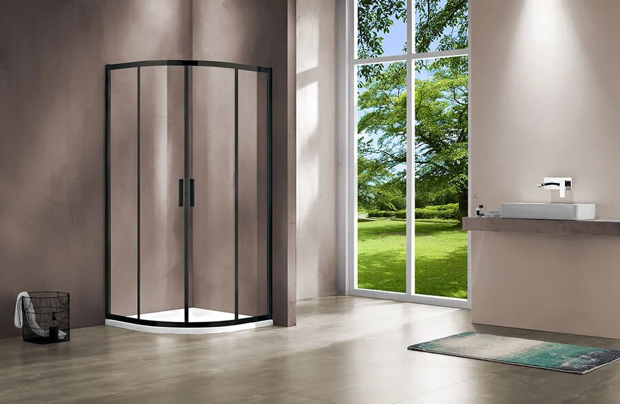 Душевой уголок Vincea Garda 90х90 см профиль черный, стекло прозрачное VSQ-1G900CLB (детальная фотография)