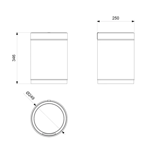 Мусорное ведро Timo Saona черное матовое 13100/03 (детальная фотография), современные, hi-tech