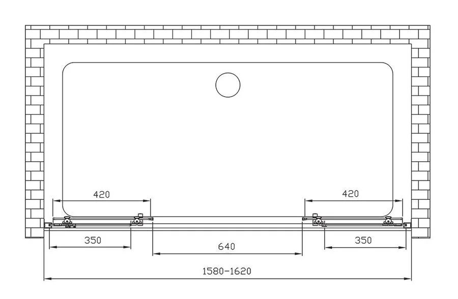 Душевая дверь в нишу Vincea Alpha 160 см стекло текстурное VDS-3AL2160MT (детальная фотография), 160 см