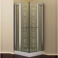 Душевой уголок, профиль хром, прозрачное стекло, матовый узор, Romance Collection Skara