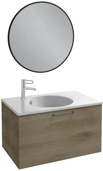 Зеркало Jacob Delafon Odeon Rive Gauche 50 см черный сатин EB1176-S14 (детальная фотография), круглой формы