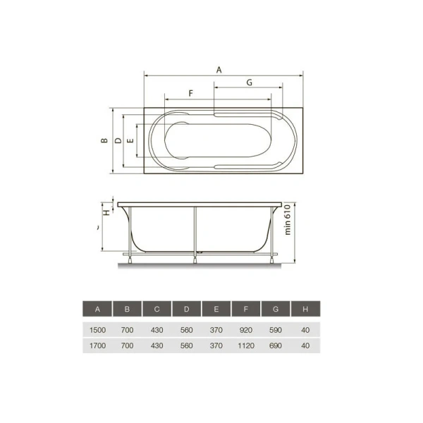 Ванна акриловая Relisan Eco Plus Прага 170 х 70 см Гл000015195 (детальная фотография), современныe, hi-tech