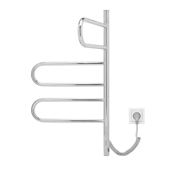 Полотенцесушитель электрический Vincea 44х80 см хром VTD-1R2CE (детальная фотография), электрические с наружной вилкой, правое подключение, левое подключение