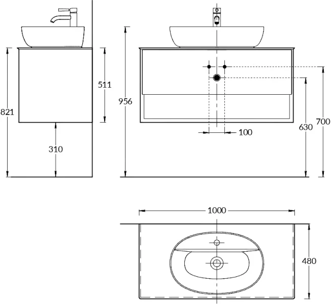 Тумба под раковину подвесная Kerama Marazzi Plaza Modern 100 см белая PLB.M.100.1\WHT.V (детальная фотография), под накладную раковину