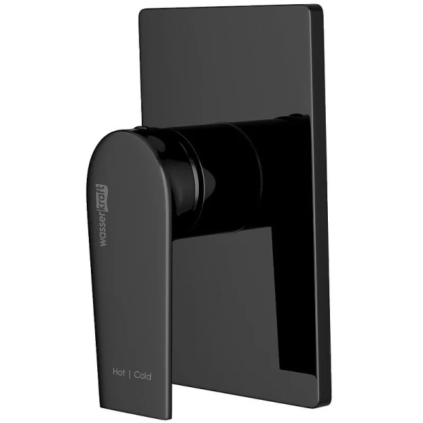 Смеситель для раковины WasserKRAFT Wiese черный глянец A66553 (детальная фотография), из латуни, прямоугольная форма