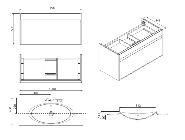 Тумба под раковину подвесная Roca Laks 100 см белый глянец ZRU9302797 (детальная фотография), современная, hi-tech
