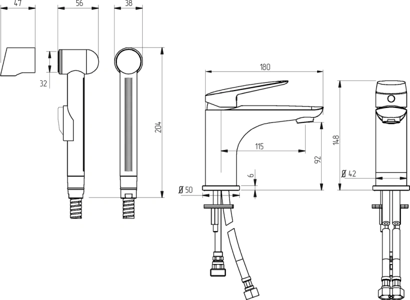 Смеситель с гигиеническим душем Migliore Laguna однорычажный 26082 (детальная фотография), для раковины