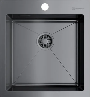 Мойка для кухни Omoikiri Akisame 46-GM 46 см вороненая сталь 4973095 (детальная фотография)