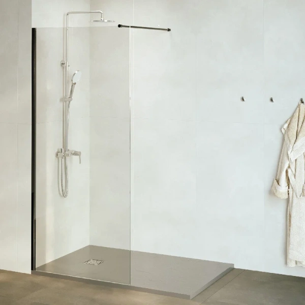 Душевая перегородка RGW Walk In WA-010B 100 см стекло прозрачное, профиль черный 351001010-14 (детальная фотография)