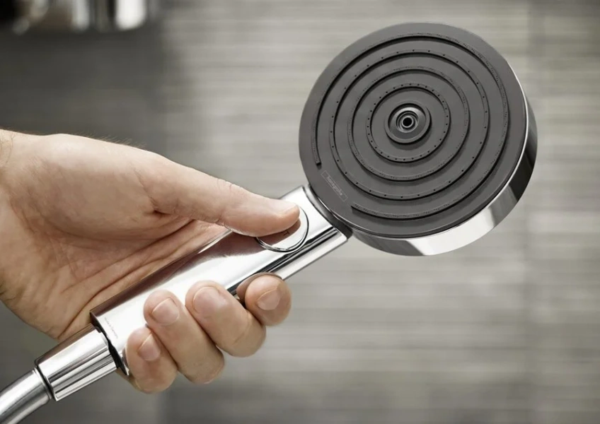 Лейка для душа Hansgrohe Pulsify 24110 пластик (детальная фотография), хром, белые, черные