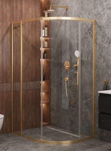 Душевой уголок Cezares Molveno 120х90 см прозрачное стекло профиль золото - фото 3