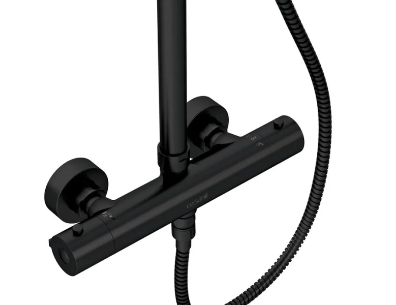 Душевая стойка Cersanit Brasko черная матовая 64527 (детальная фотография), без излива