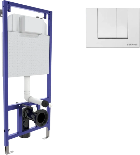 Инсталляция для унитаза Berges Novum клавиша S1 белая 040241 (детальная фотография), с кнопкой