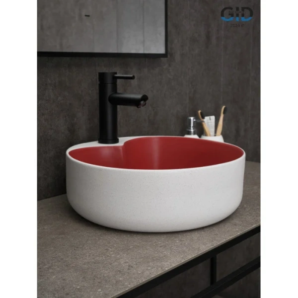 Раковина GID Esfera N9013LS 40 см красная/белый графит 52237 (детальная фотография), белые, другие