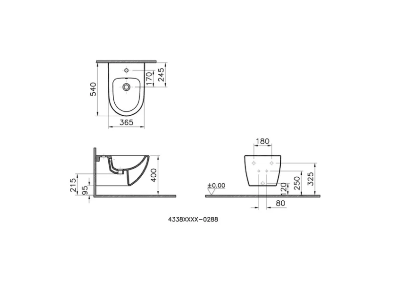 Биде подвесное VitrA Sento 4338B003-1046 (детальная фотография), современные, hi-tech