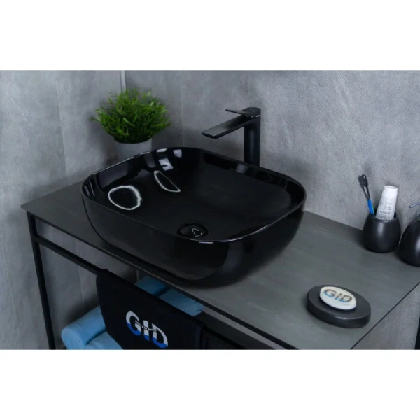 Раковина GID Geometrico BL1302 50 см черная 53347 (детальная фотография), керамические