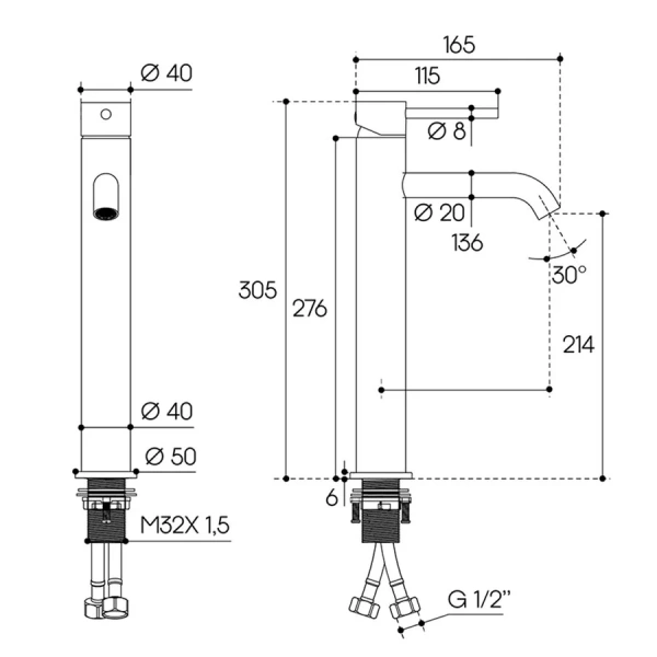 Смеситель для раковины Aqueduto CANO шлифованное золото CAN0350 (детальная фотография), для раковины