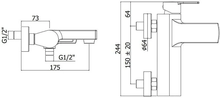 Смеситель для ванны Paffoni Ringo черный RIN022NO (детальная фотография), для ванны