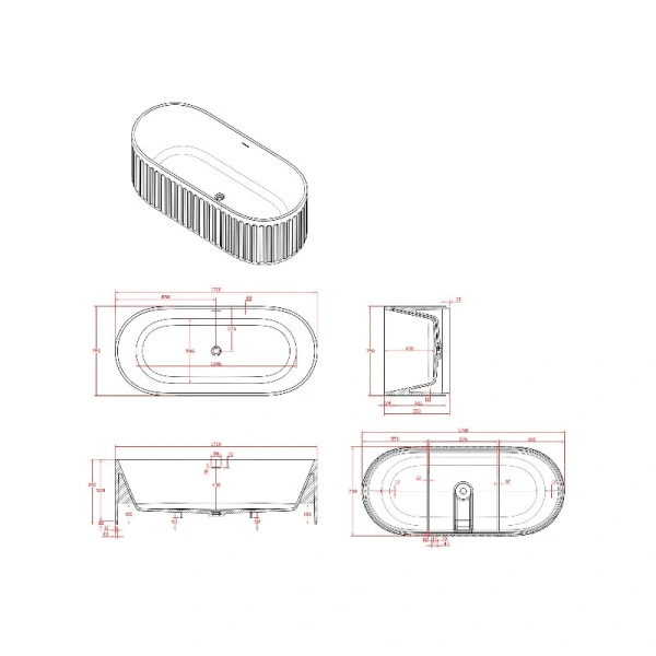 Акриловая ванна Timo KIARA1680, 170 х 75 см, цвет белый (детальная фотография), акриловые