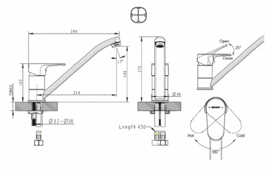 Смеситель для кухни Bravat Alfa F7120178CP-2 (детальная фотография), для кухни