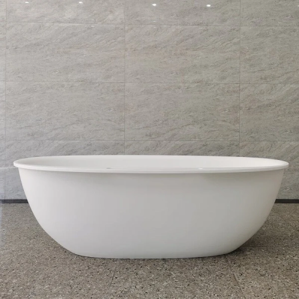 Ванна из искусственного камня Abber Stein 170x85 см белая матовая AS9631 (детальная фотография), белые