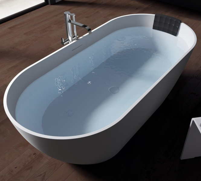 Ванна из литьевого мрамора Riho Bilbao 170х80 см белая B118001105 (детальная фотография), овальные